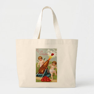 Vintages Valentin mit Herzkannon Jumbo Stoffbeutel