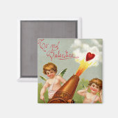 Vintages Valentin mit Herzkannon Magnet (Vorderseite/Rückseite)