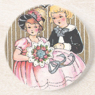 Vintages Valentinbild Getränkeuntersetzer