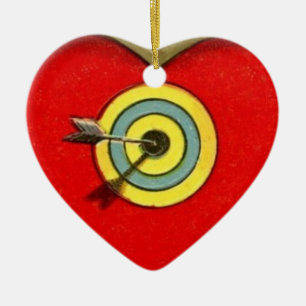 Vintages Valentine Bulls eye Herz Keramikornament