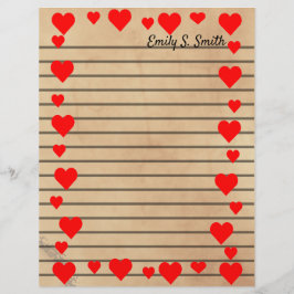 Vintages Valentine Heart Border Lined Writer Paper