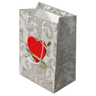 Vintages Valentine Heartwith Band 1901 und Pfeil Mittlere Geschenktüte