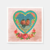 Vintages Valentine mit Vogelpapier Napkin Serviette (Vorderseite)