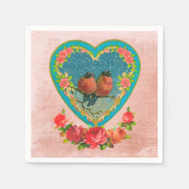 Vintages Valentine mit Vogelpapier Napkin Serviette