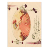 Vintages Valentine-Mitteilungs-Rosa-Kleid Tischdecke (Vorderseite)