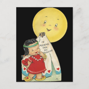 Vintages Valentine "Moon Over You" Feiertagspostkarte