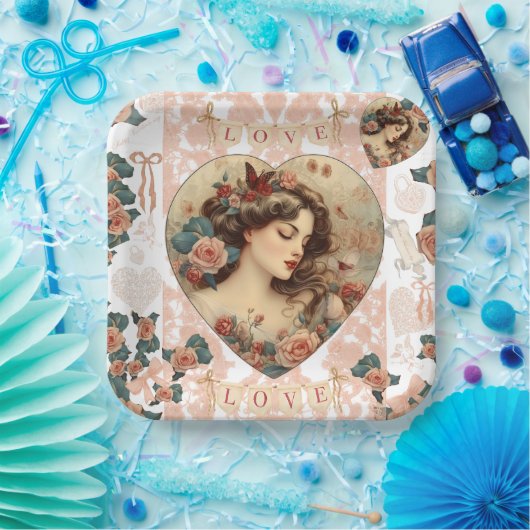 Vintages Valentine-Party Pappteller (Party)