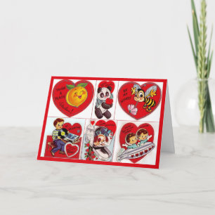 Vintages Valentines-Raum-Schiff Feiertagskarte