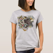 Vintages Valentinherz, Blume, Schmetterlinge T-Shirt (Vorderseite)