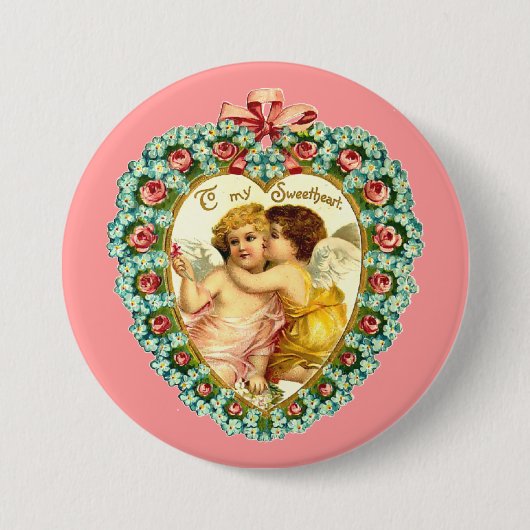 Vintages Valentinherz Button (Vorderseite)
