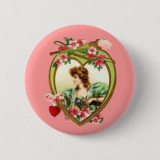 Vintages Valentinherz Button (Vorderseite)