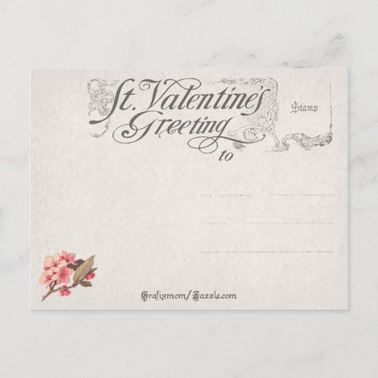 Vintages Valentinherz Feiertagspostkarte (Rückseite)