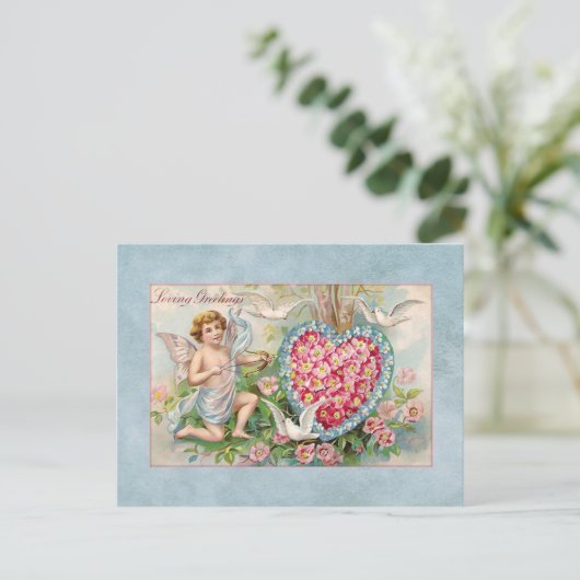 Vintages Valentinherz Feiertagspostkarte (Stehend Vorderseite)