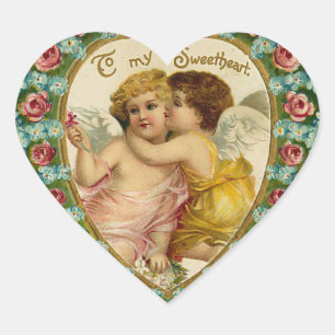Vintages Valentinherz Herz-Aufkleber