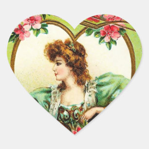 Vintages Valentinherz Herz-Aufkleber