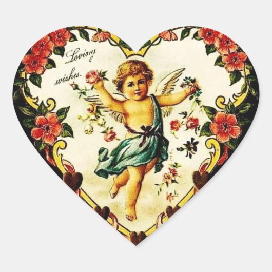 Vintages Valentinherz Herz-Aufkleber (Vorderseite)