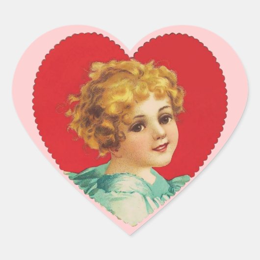 Vintages Valentinherz Herz-Aufkleber (Vorderseite)