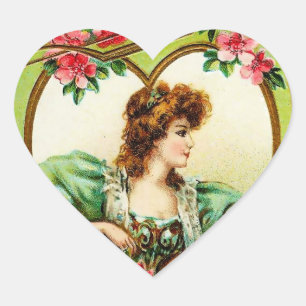 Vintages Valentinherz Herz-Aufkleber