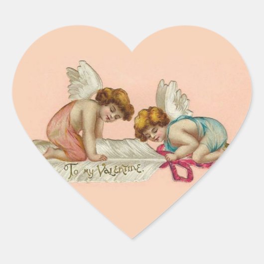 Vintages Valentinherz Herz-Aufkleber (Vorderseite)