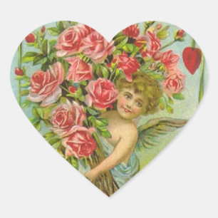 Vintages Valentinherz Herz-Aufkleber