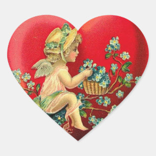 Vintages Valentinherz Herz-Aufkleber