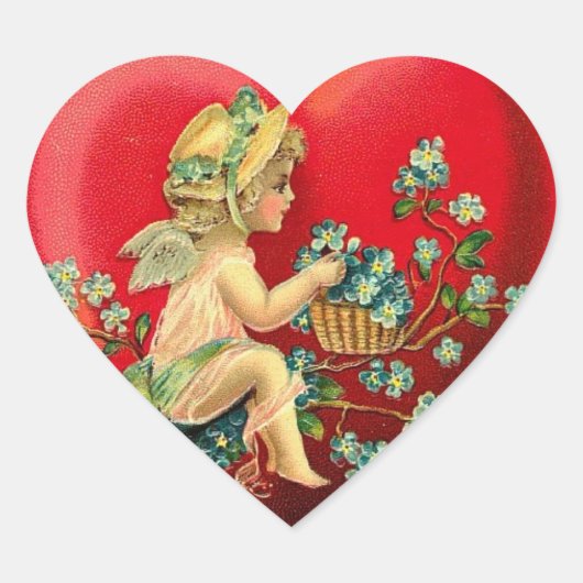Vintages Valentinherz Herz-Aufkleber (Vorderseite)
