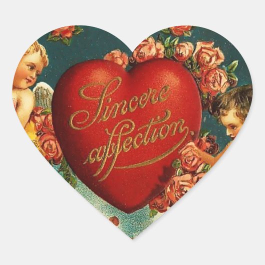 Vintages Valentinherz Herz-Aufkleber (Vorderseite)