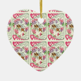 Vintages Valentinherz Keramik Ornament