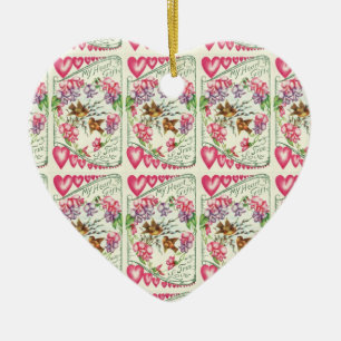 Vintages Valentinherz Keramik Ornament
