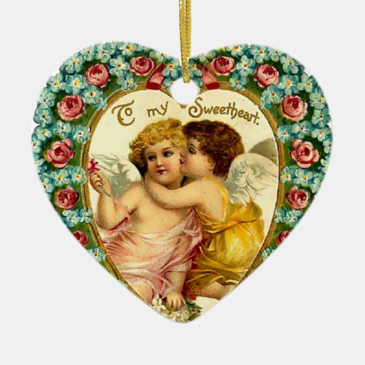 Vintages Valentinherz Keramikornament (Vorne)
