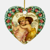 Vintages Valentinherz Keramikornament (Hinten)