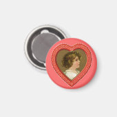 Vintages Valentinherz Magnet (Vorderseite/Rückseite)