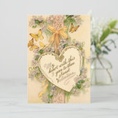Vintages Valentinherz, Ribbons und Schmetterlinge Feiertagskarte (Stehend Vorderseite)