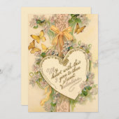 Vintages Valentinherz, Ribbons und Schmetterlinge Feiertagskarte (Vorne/Hinten)