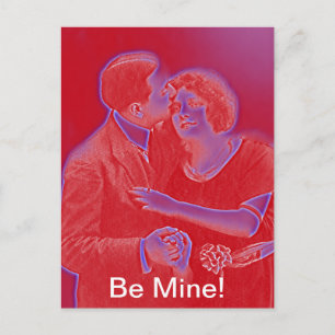 Vintages Valentinisches Paar in Rot Feiertagspostkarte