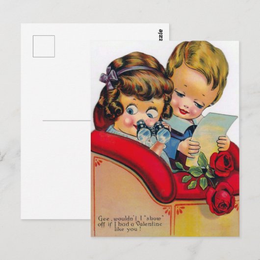 Vintages Valentinpaar Postkarte (Vorne/Hinten)