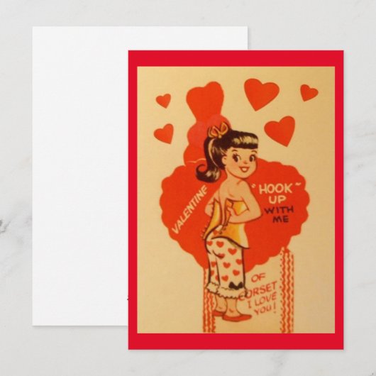 Vintages Valentinstag-Corset-Girl Feiertagskarte (Vorne/Hinten)