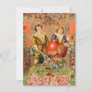 Vintages Valentinstag Pärchen I Liebe Feiertagskarte