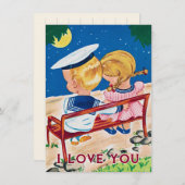 Vintages Valentinstag Pärchen I Liebe Feiertagskarte (Vorne/Hinten)