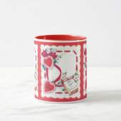 Vintages Valentintagsherz, Blume und Band Tasse (Zentrum)