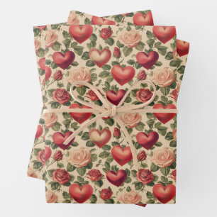 Vintages Valentintagspapier Geschenkpapier Set