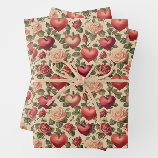 Vintages Valentintagspapier Geschenkpapier Set (Beispiel)