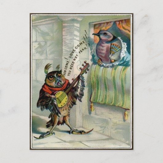 Vintages Valentinueulen Postkarte (Vorderseite)