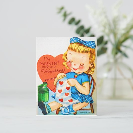 Vintages Valentinwirken Feiertagspostkarte (Stehend Vorderseite)