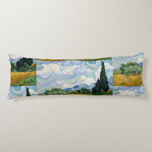 Vintages Van Gogh-Weizenfeld mit Zypressen Seitenschläferkissen