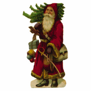 Vintages Vater-Weihnachten KRW und Baum-Verzierung Fotoskulptur Ornament