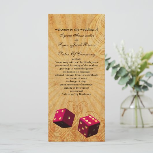 Vintages Vegas-Hochzeitsprogramm Programm (Stehend Vorderseite)