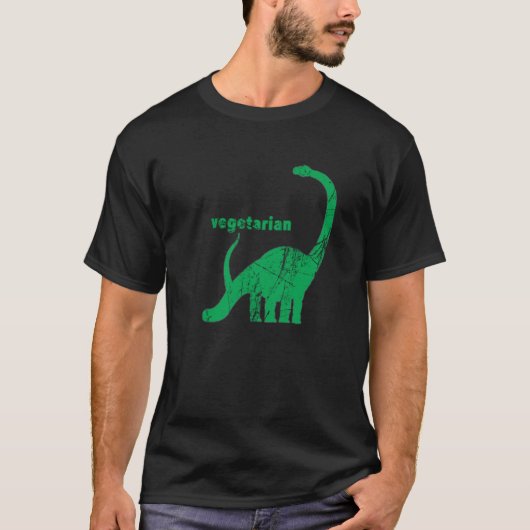 Vintages vegetarisches Brachiosaurus-Grün T-Shirt (Vorderseite)