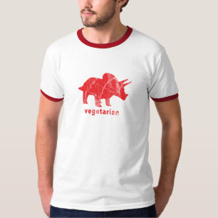 Vintages vegetarisches Triceratops-Rot T-Shirt