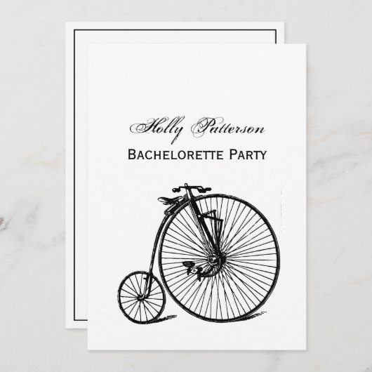 Vintages Velocipede Penny Farthing Fahrrad Einladung (Vorne/Hinten)
